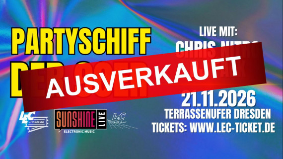 PARTY-SCHIFF der 90er mit SUNSHINE LIVE // Terrassenufer Dresden // 21.11.2026